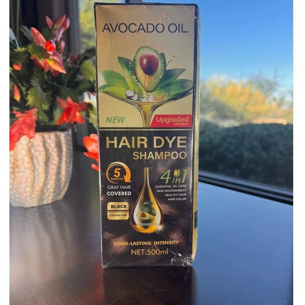 NEW Avocado Oil Hair Dye Shampoo - Black - Gray Hair covered in 5 minutes
